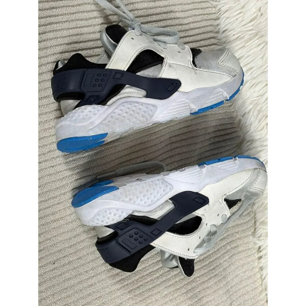 Nike Huarache Run Shoes Kids Size 13C White Black Blue Athletic 704949-419
